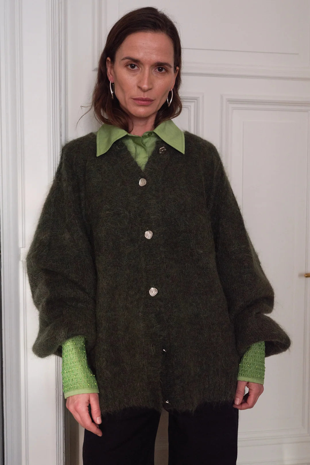 Pieszak Cardigan - PD-Maddie LS Strik Cardigan i Shadow Green Melange