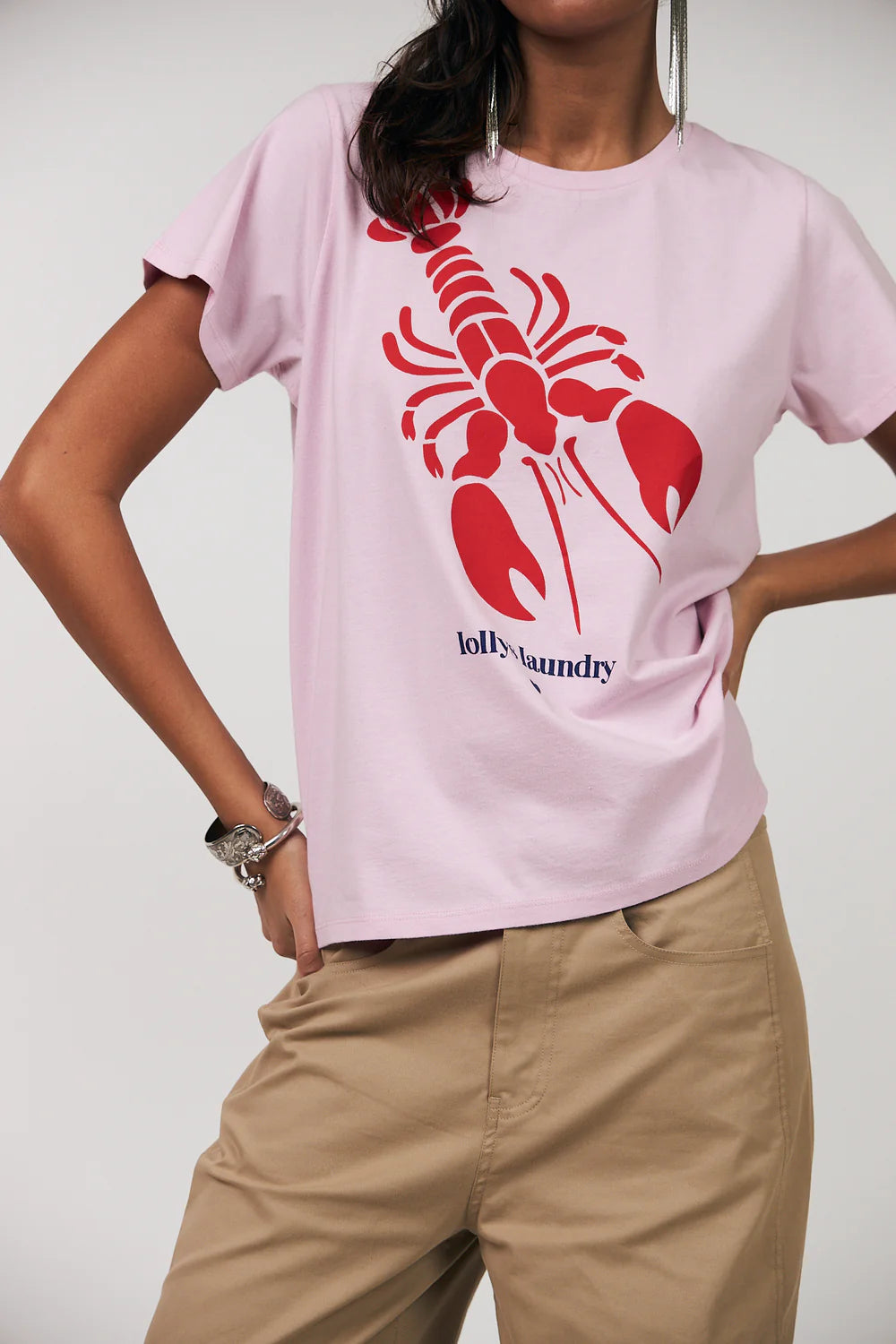 Lollys Laundry T-shirt - RomaLL Lobster T-shirt i Lyserød-Rød