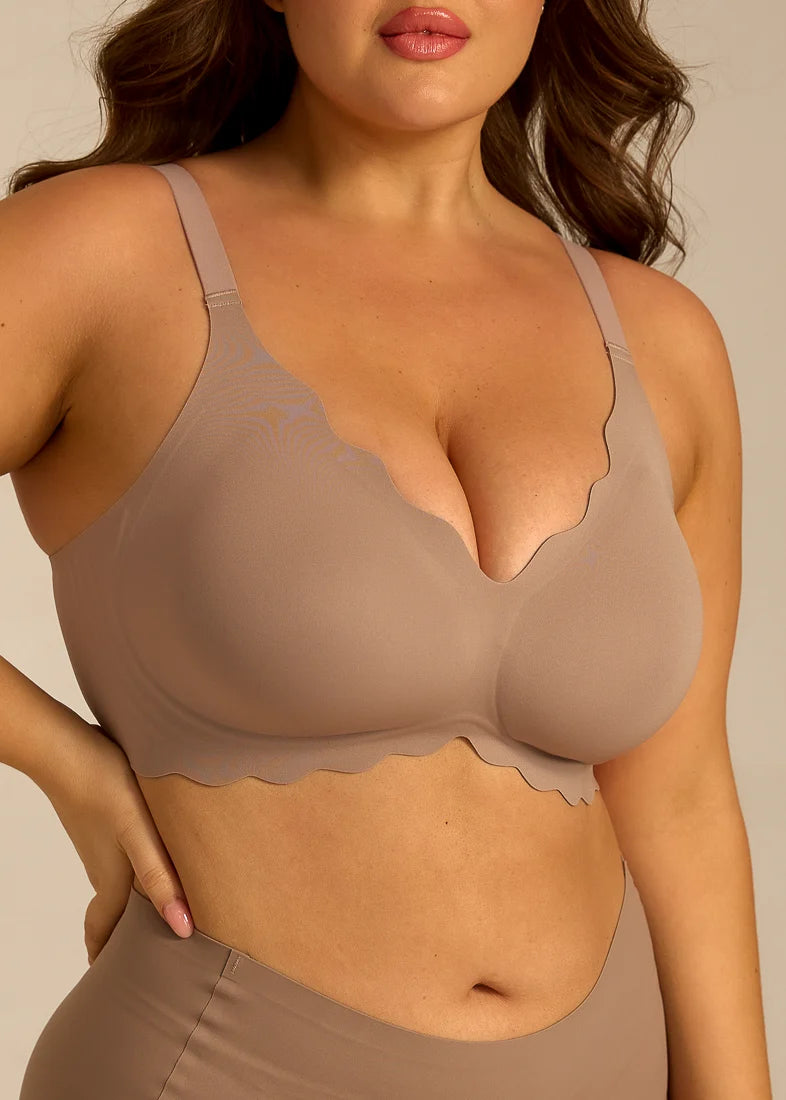 FemiFemme Undertøj - SoftScallop Full Coverage Bøjlefri BH i Soft Mocha
