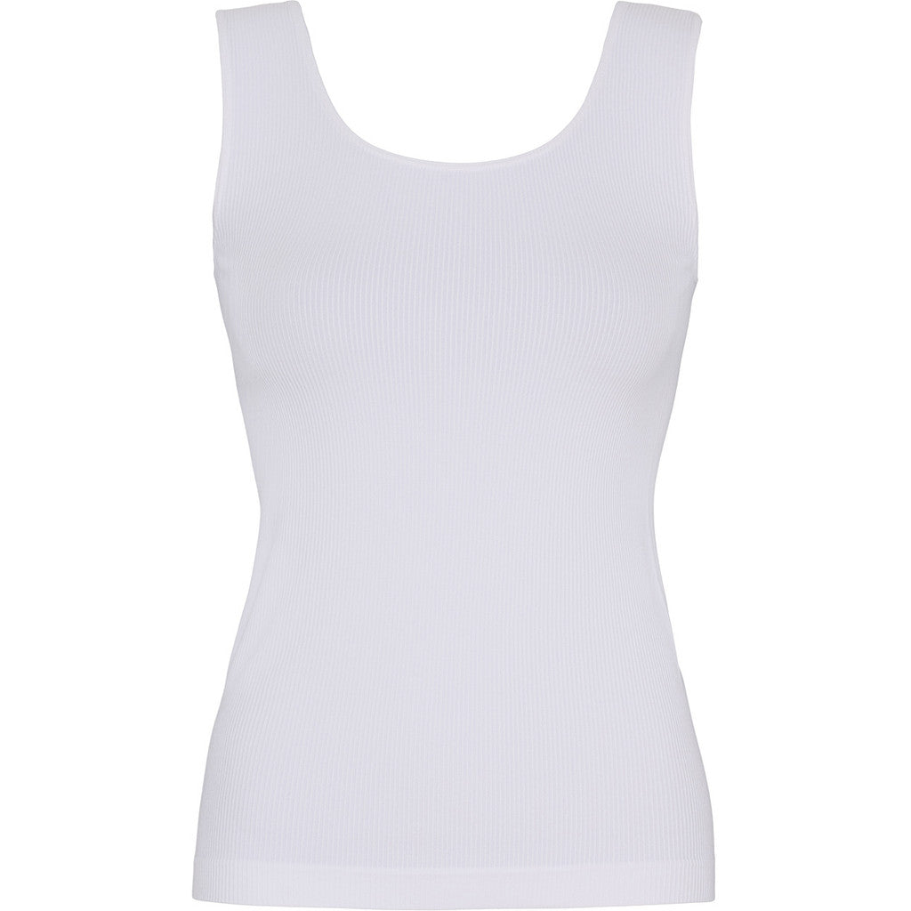 Tim & Simonsen Top - Tulle Rib Top i Bianco Hvid