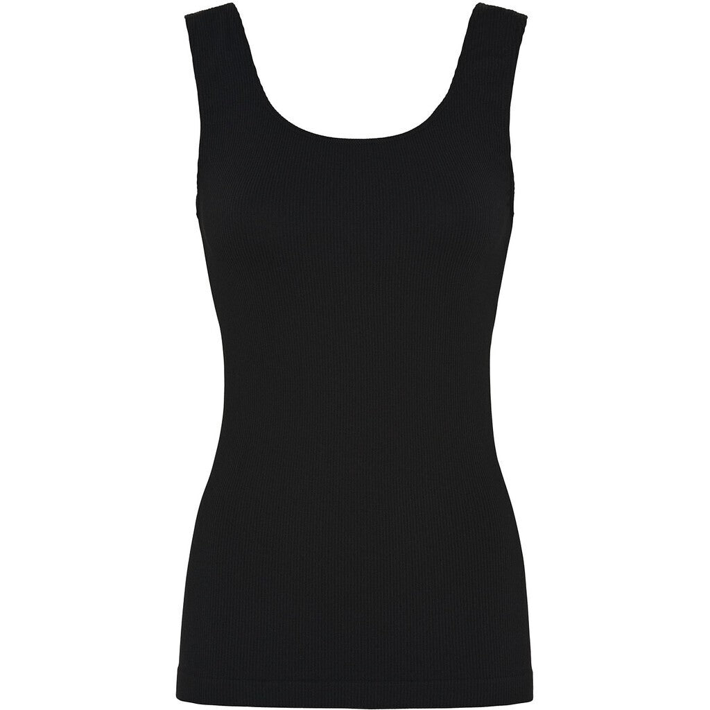 Tim & Simonsen Top - Tulle Rib Top i Nero Sort