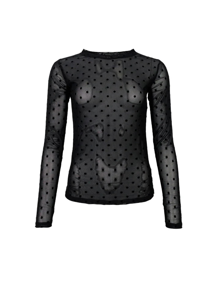 Black Colour Bluse - BcJennie Dotted Mesh Bluse