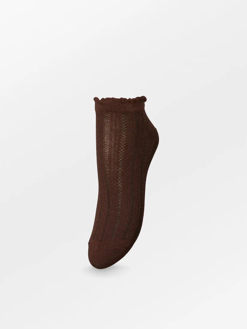 Beck Søndergaard Strømper - Crochia Cotta Korte Strømper i Plum Fudge Brun