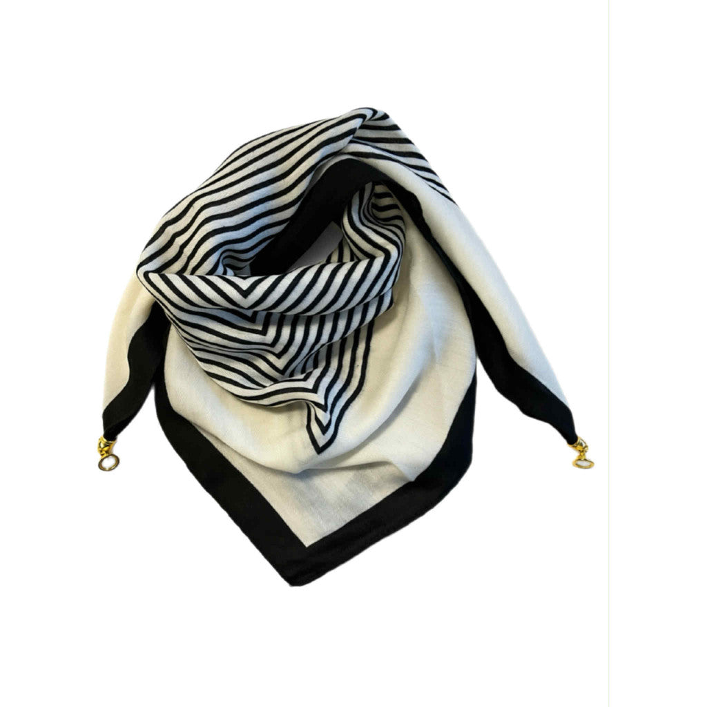 Tim & Simonsen Tørklæde - 592 Franny Jewely Tørklæde i Black-White Stripe