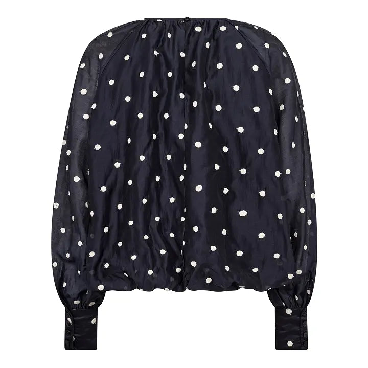 Co´Couture Bluse - DitaCC Dot LS Balloon Bluse i Sort