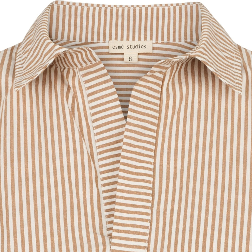 ESMÉ STUDIOS Skjorte - ESHella GOTS Skjorte i Brown Stripe