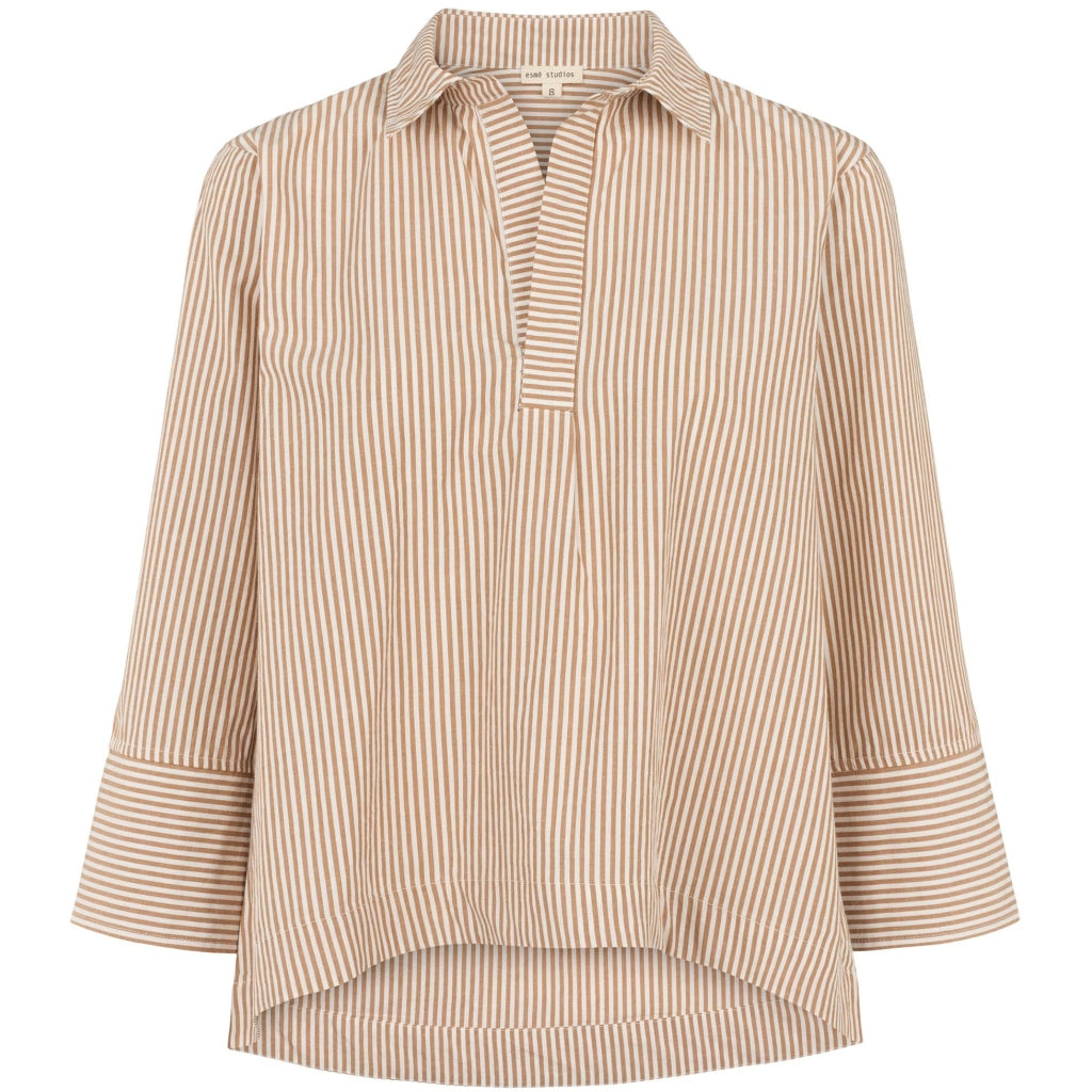 ESMÉ STUDIOS Skjorte - ESHella GOTS Skjorte i Brown Stripe