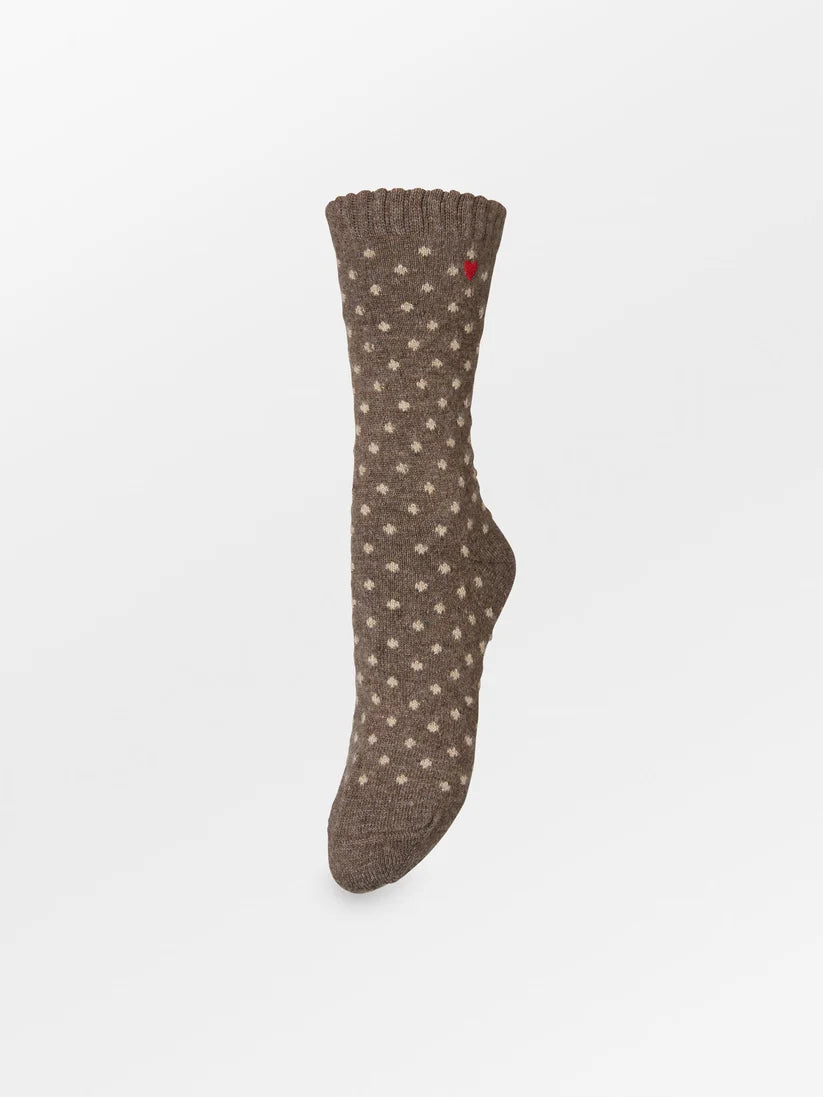 Beck Søndergaard Strømper - Dotted Wola Strømper i Hot Fudge Brown