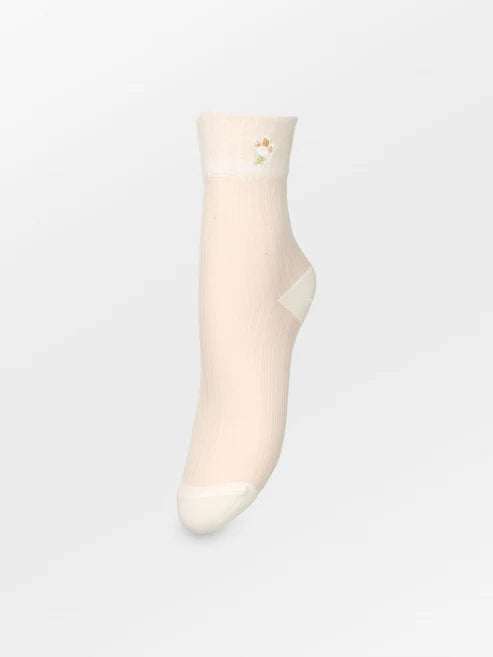 Beck Søndergaard Strømper - Floral  Sheer Strømper i Birch White