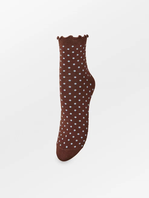 Beck Søndergaard Strømper - Dotted Frilla Korte Strømper i Chocolate Brown