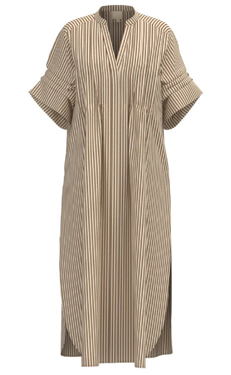 Gossia Kjole - AlexaGO Jo Skjorte Kjole i Creme Brown Stripes