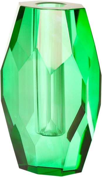 C´est Bon Lysestage - Høj Oval Krystal Vase-Lysestage i Dyb Grøn
