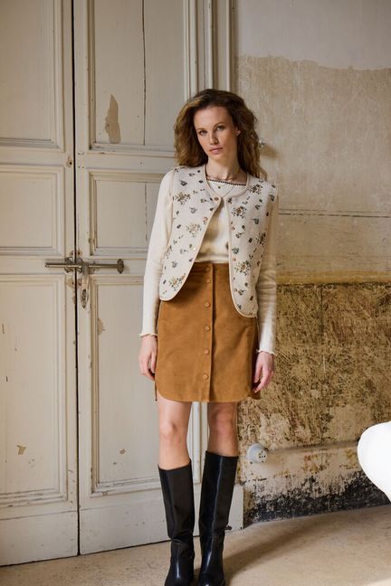 Atelier Rêve Vest - IRTambourine Vest i Jaquard Flowers