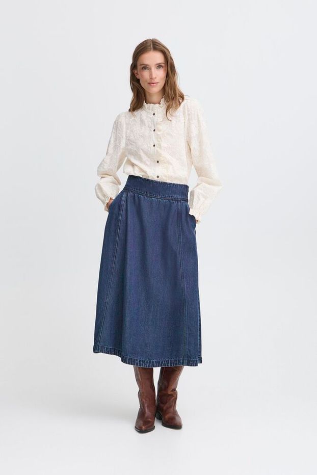 Atelier Rêve Kjole - IRRisle Denim Nederdel i Medium Blå