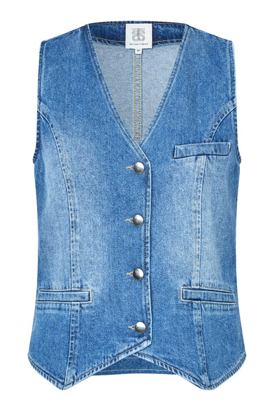 Second Female Vest - Kylie Denim Vest i Denim Blue