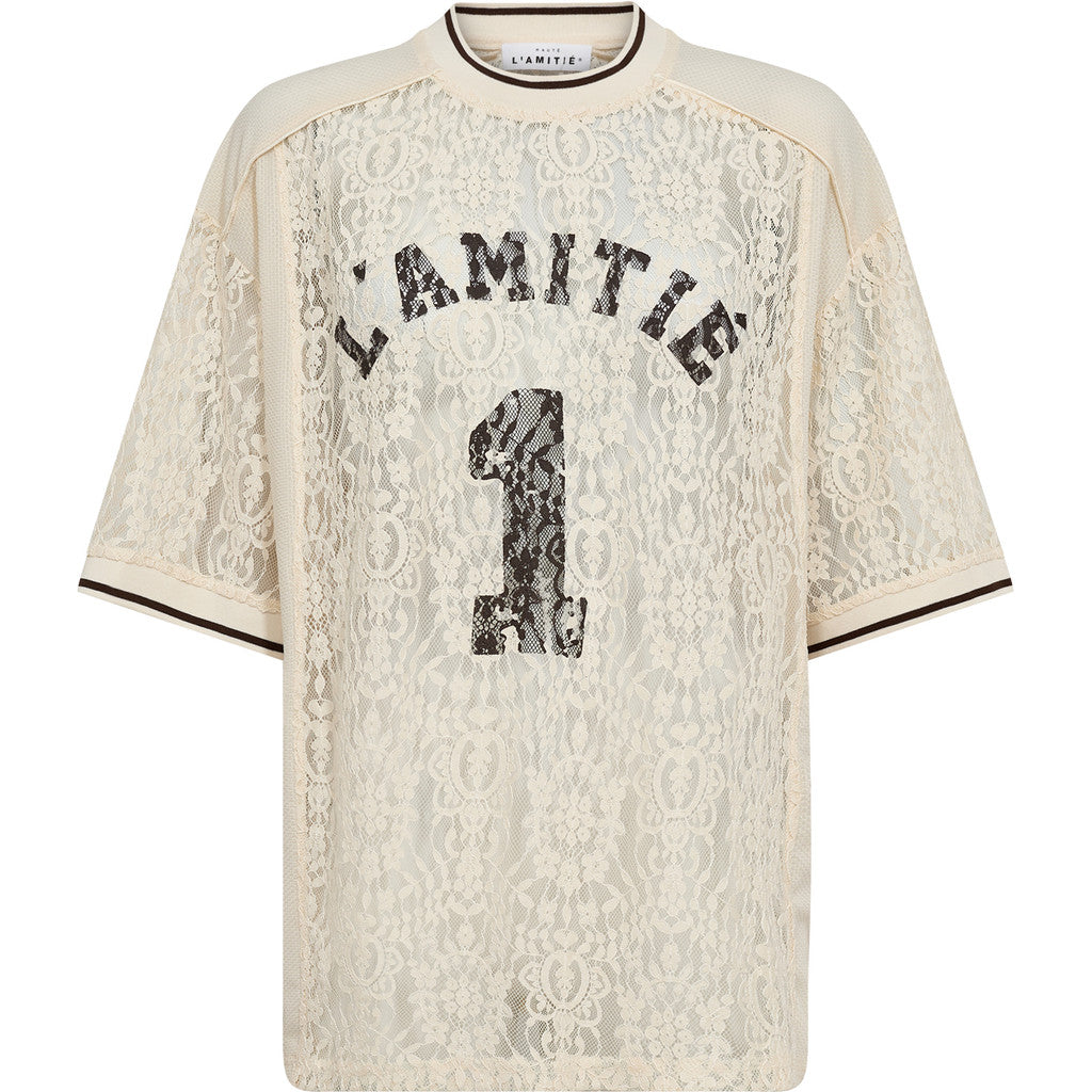 Haute L´amitié Bluse - Lace Football T-shirt i Pearl