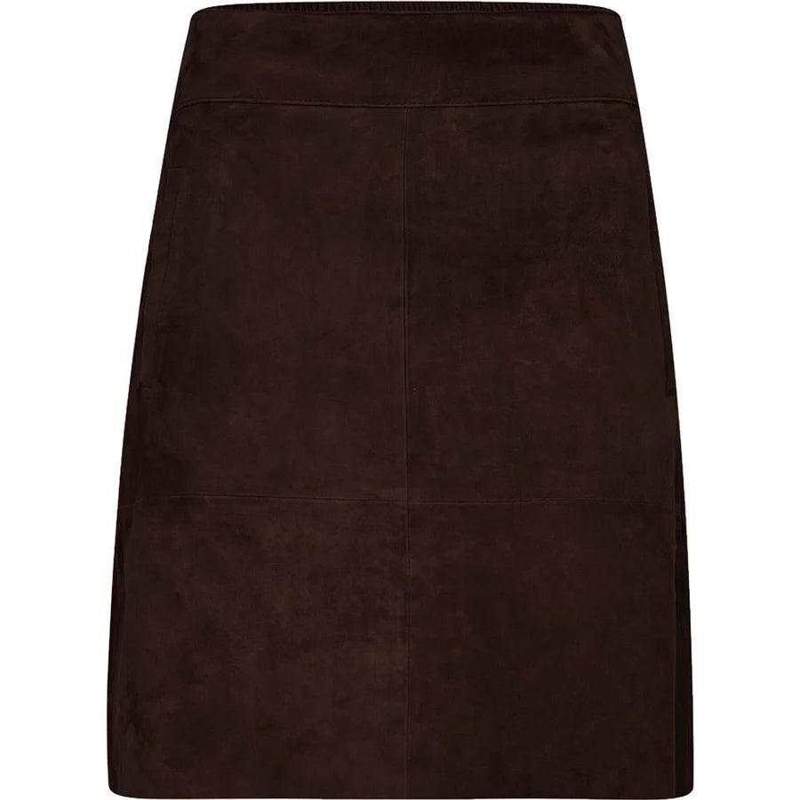 Depeche Nederdel - 51390 LorinaDEP Kort Runskind Nederdel i Dusty Brown