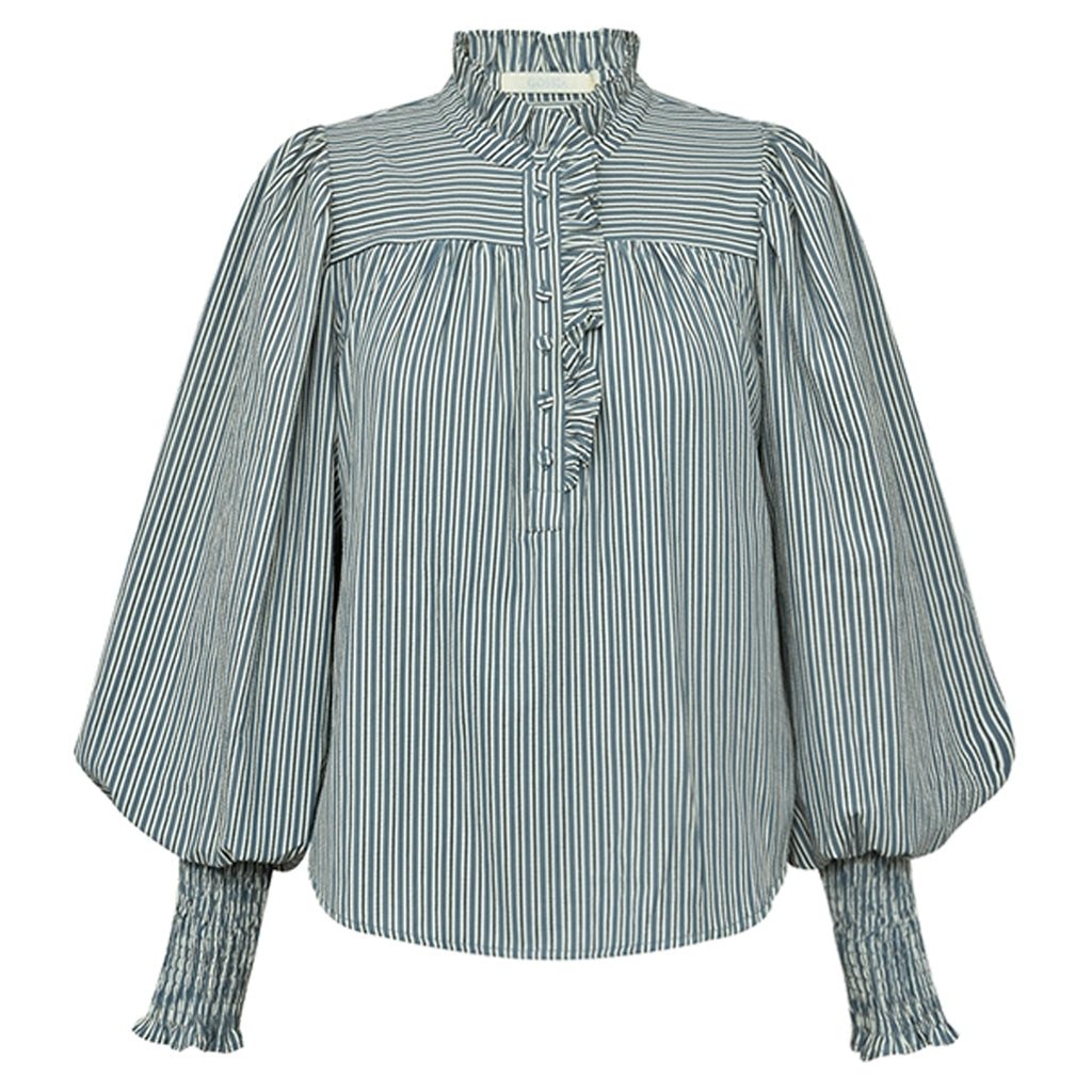 Gossia Bluse - MijaGO Bluse i Black, Blue Stripes