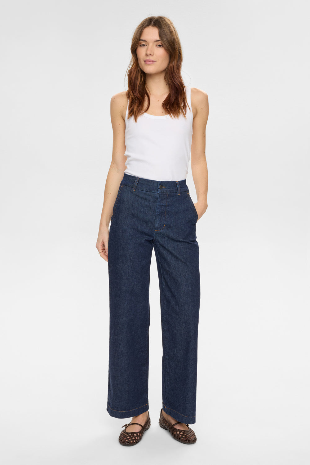Nümph Bukser - NuAmber Hr Wide Jeans I Dark Blue Denim
