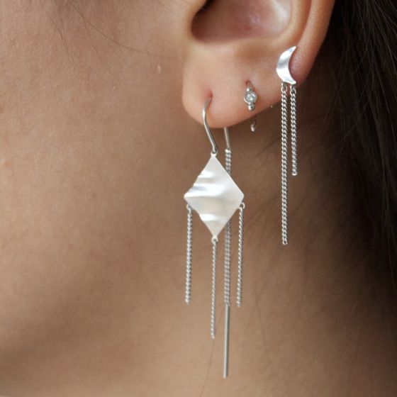 Stine A Ørering - 1417 Windy Viola Ørering Med Kæde i Sølv