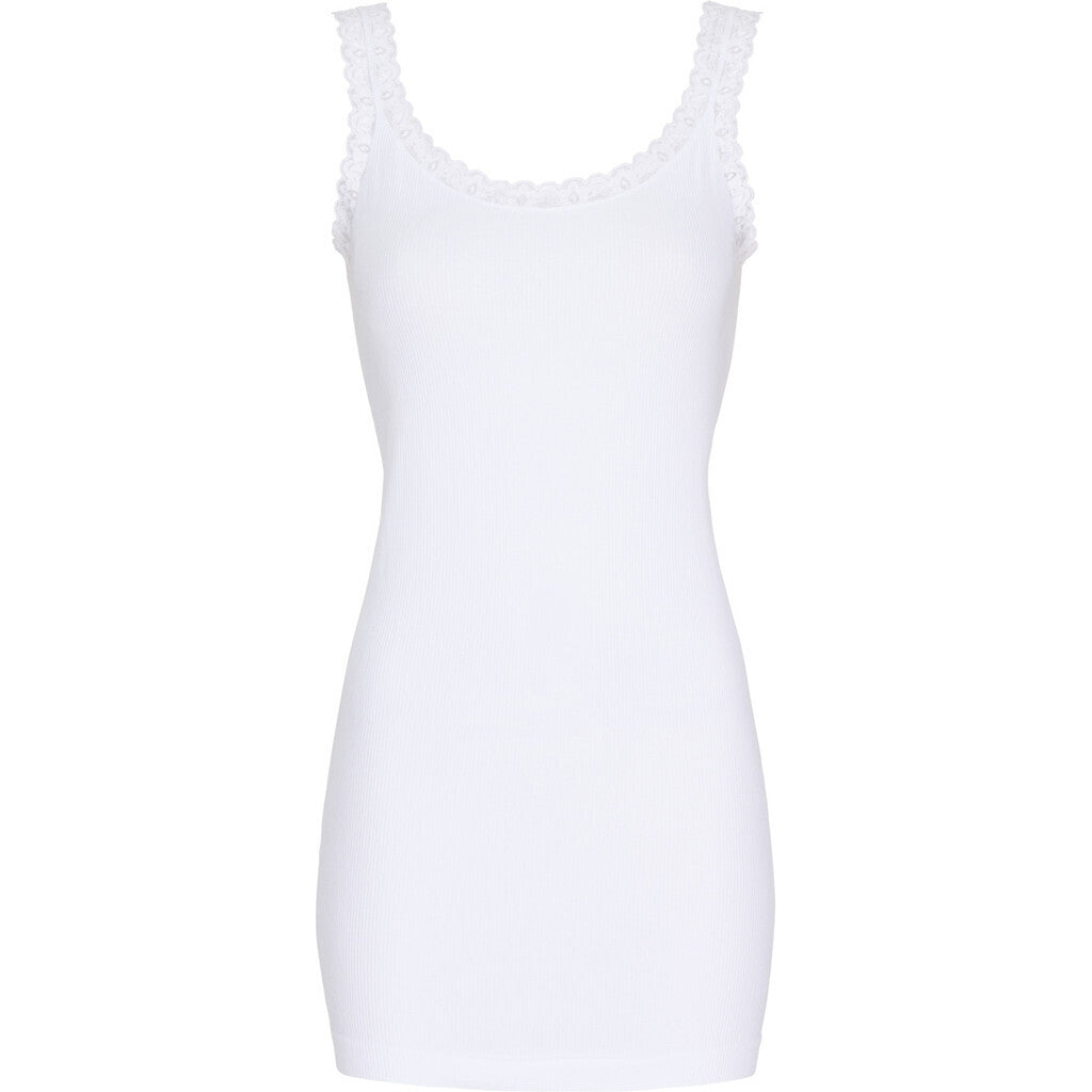 Tim & Simonsen Top - Frida Rib Top Plus i Bianco Hvid