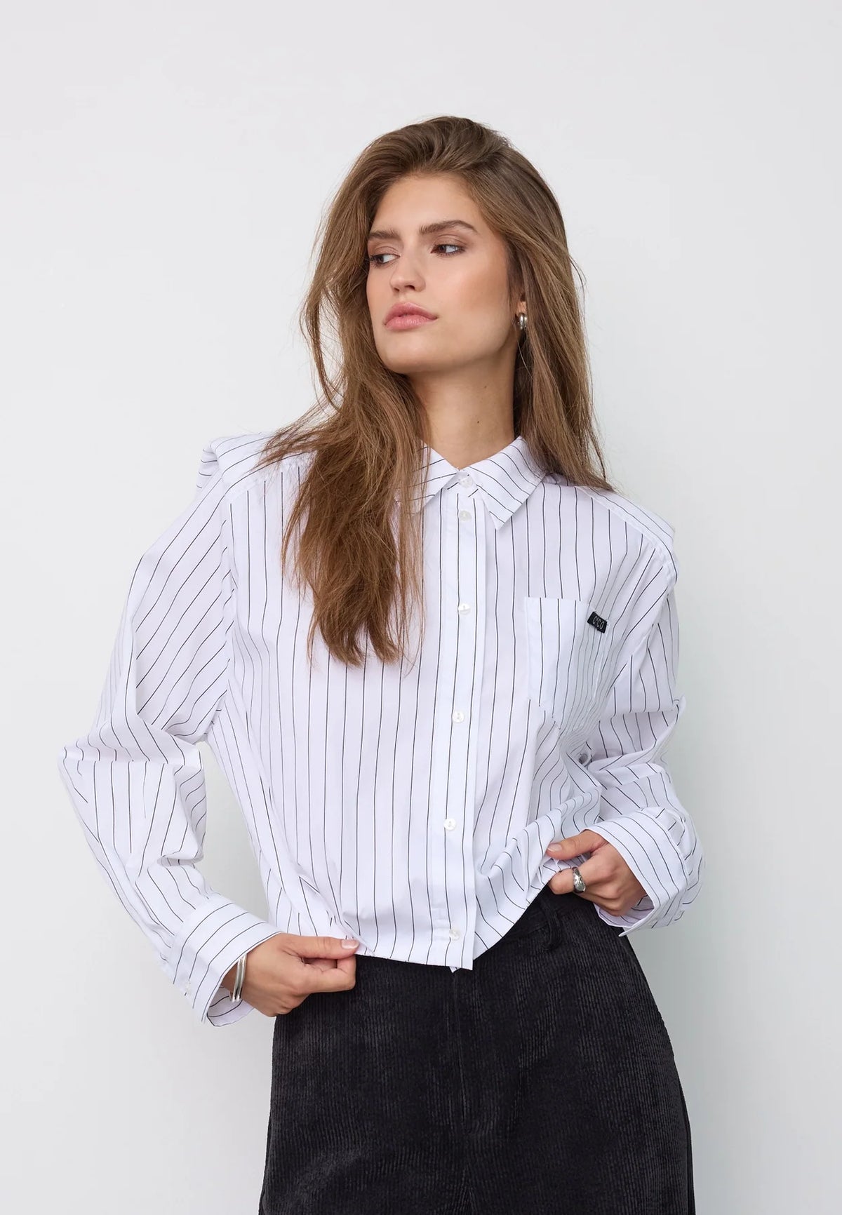 Co´couture Skjorte - RivenCC Shoulder Skjorte i Hvid Strib