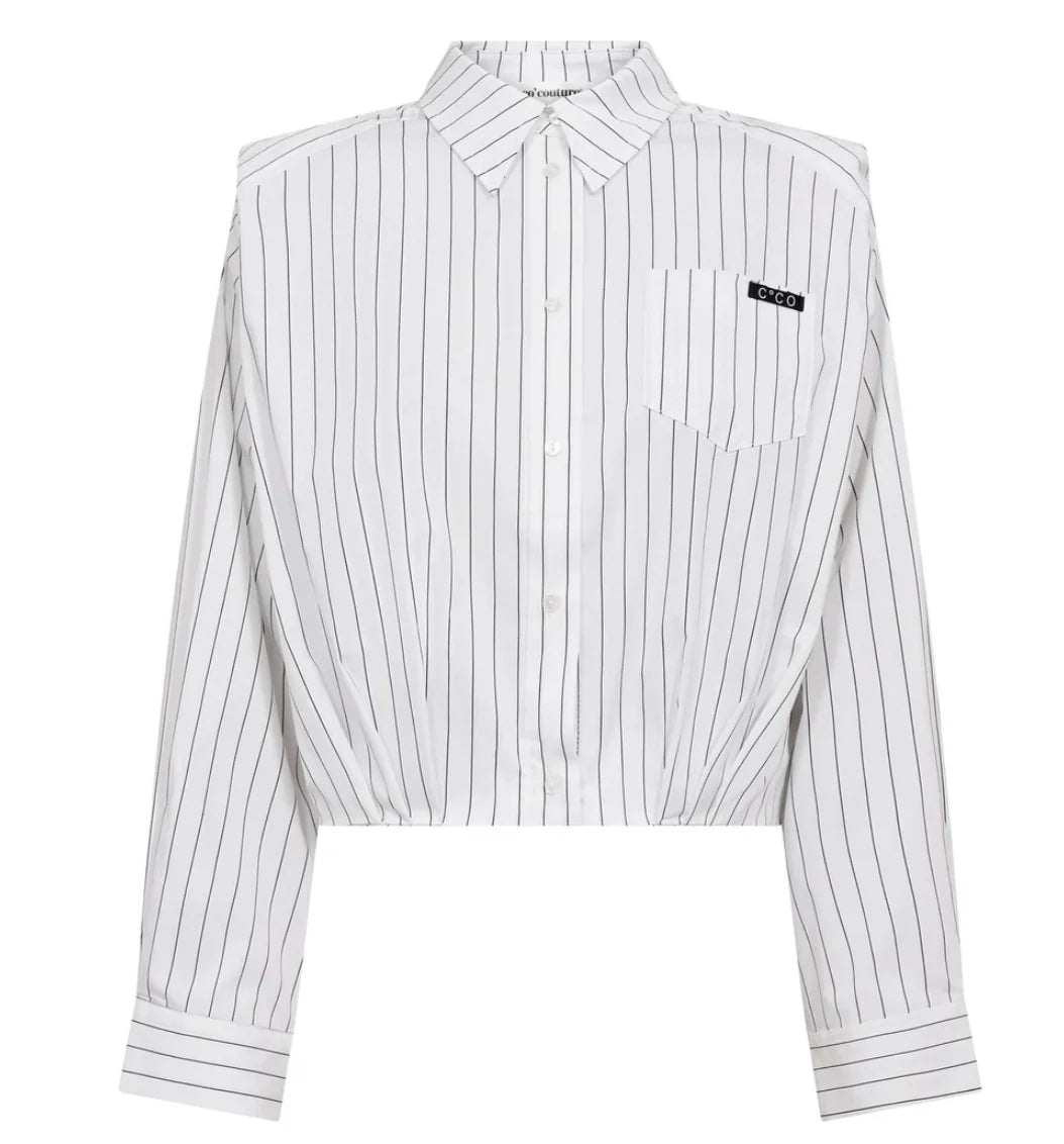 Co´couture Skjorte - RivenCC Shoulder Skjorte i Hvid Strib