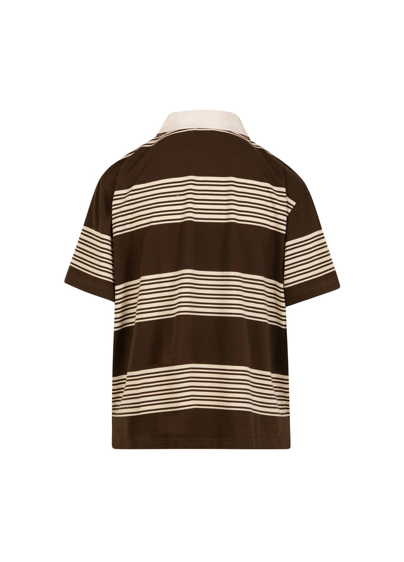 Coster Copenhagen Bluse - CC-Heart Ruth Polo Bluse Med Korte Ærmer i Brun Strib