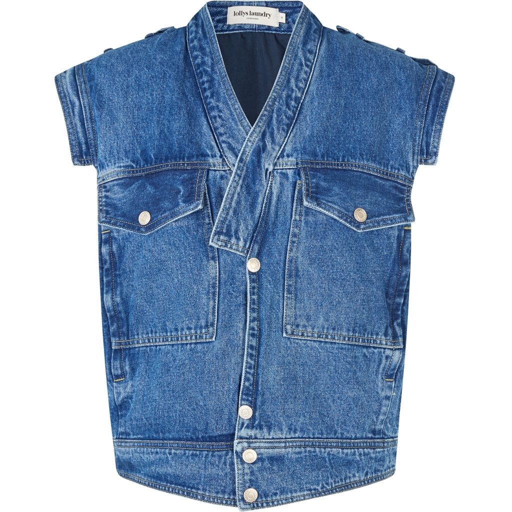 Lollys Laundry Vest - SamLL Denim Vest i Blue Denim