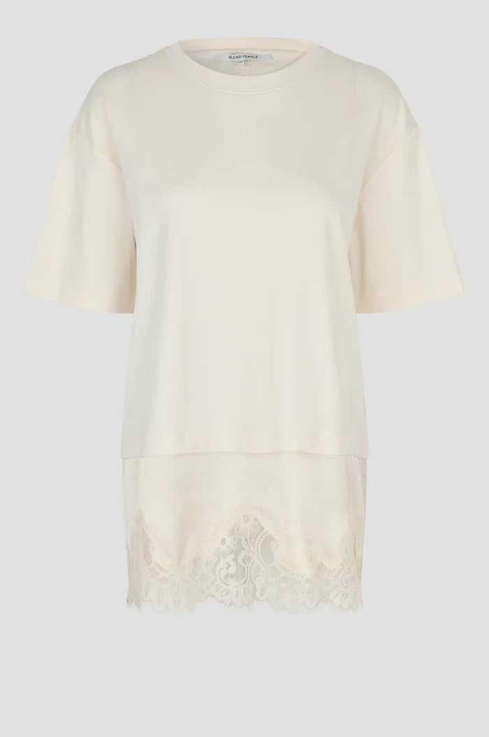 Second Female Bluse -  Vaccara Lace Tee I Egret