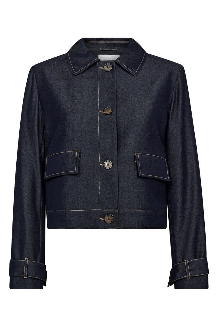 Co´Couture Jakke - Terrycc Denim Jakke i Dark Denim