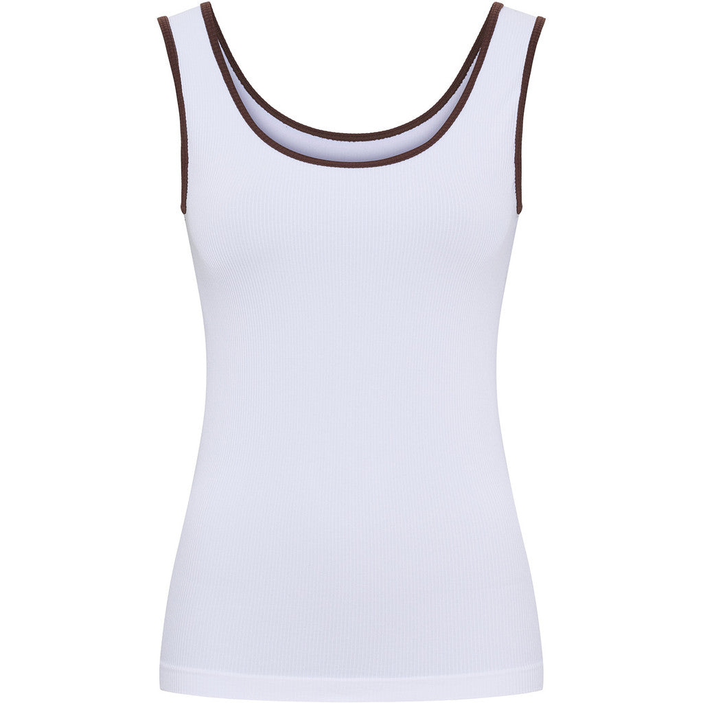 Tim & Simonsen Top - Marie Rib Top i Bianco-Cioccolate