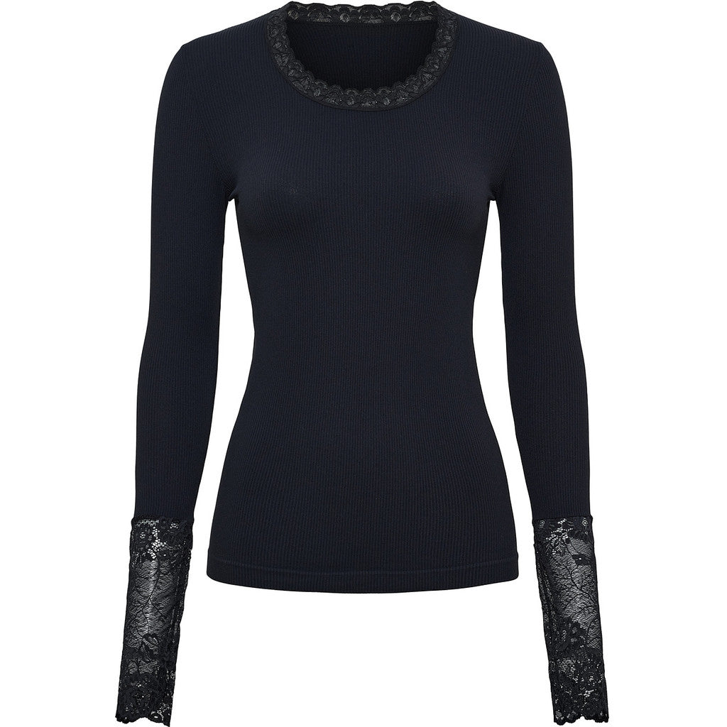 Tim & Simonsen Bluse - Frida Bluse Costina Lace ls i Nero Sort