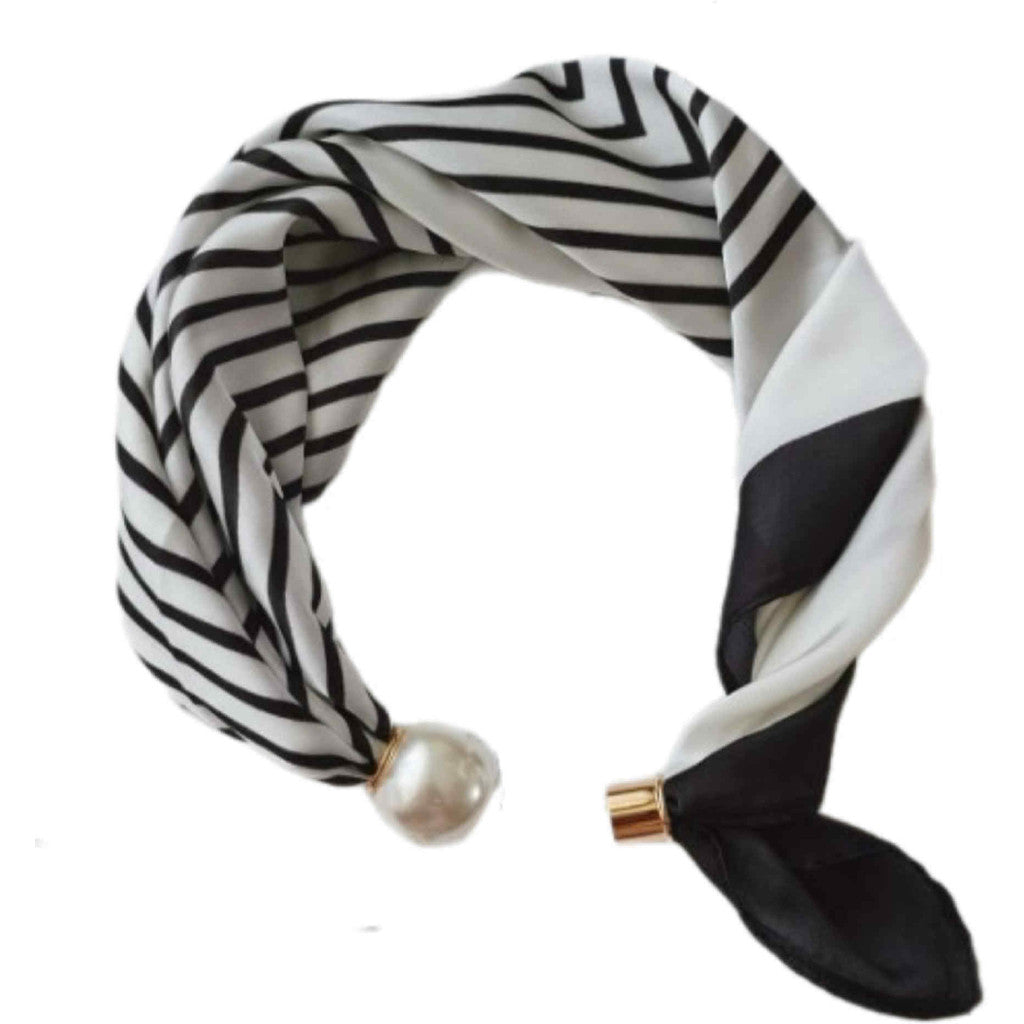 Tim & Simonsen Tørklæde - 467 Chloe Tørklæde Med Magnet Perle i V-stripe