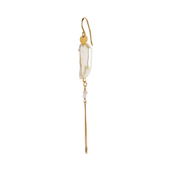Stine A - Long Baroque Pearl Chain Ørering i Guld