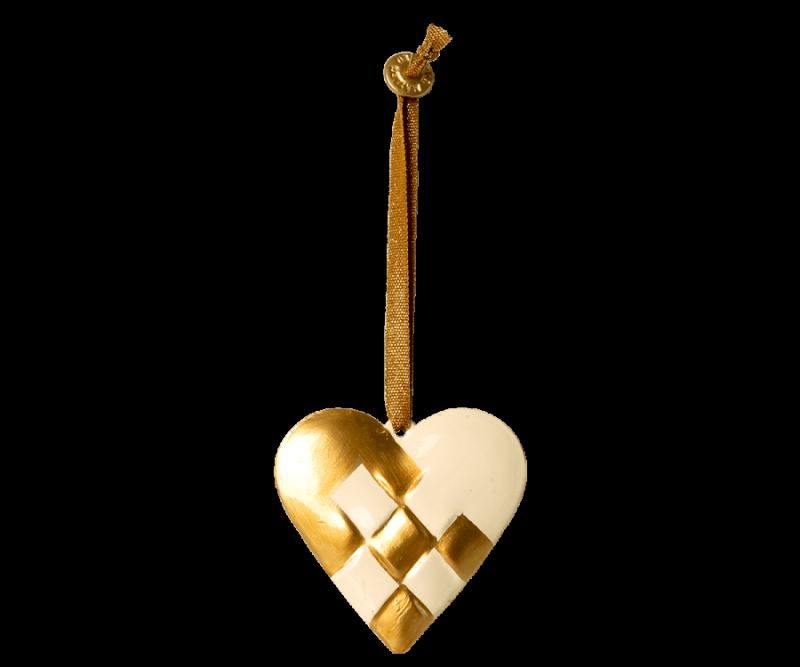Maileg - Metal Ornament Flettet Hjerte i Guld