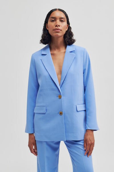 Second Female - Levien Klassiske Blazer i Cornflower Blue