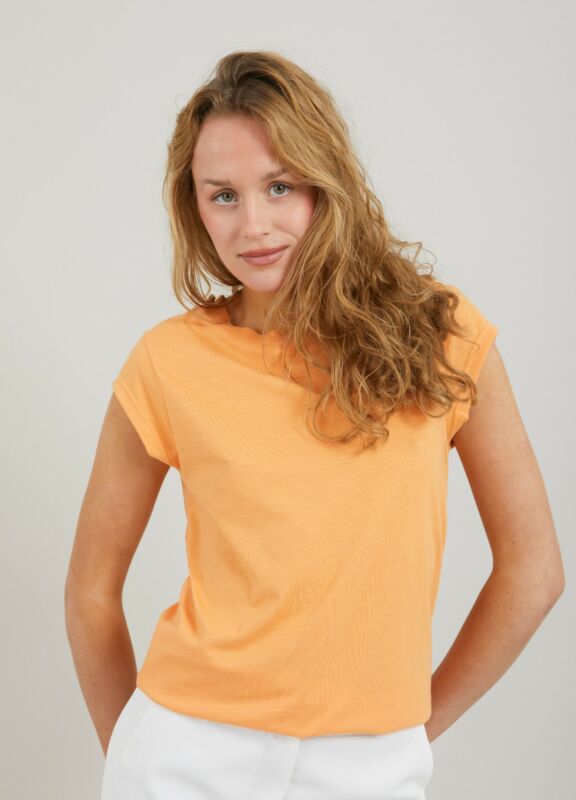 Coster Copenhagen T-shirt - CC Heart Basic T-shirt Rund Hals i Sunset Orange