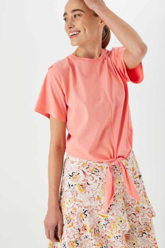 Garcia - T-shirt med Knude i Coral