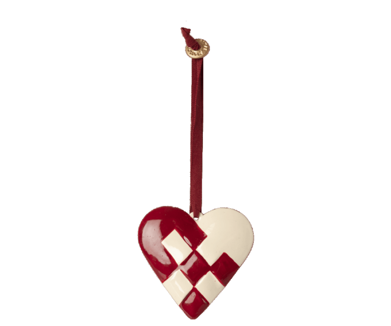 Maileg - Metal Ornament Flettet Hjerte i Rød