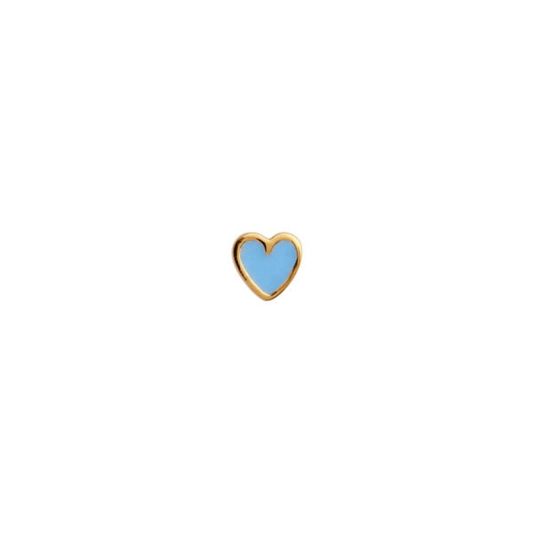 Stine A Ørestik - 1181 Petit Love Heart Guld Ørestik i Light Blue