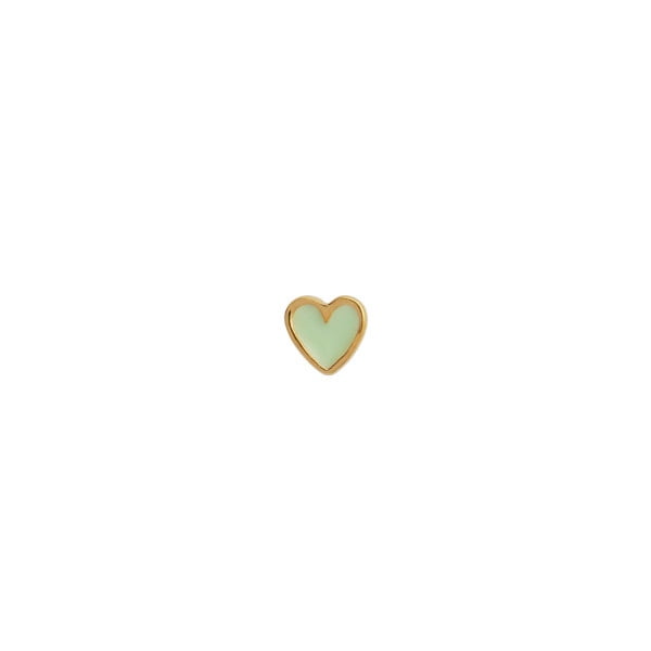 Stine A - Petit Love Heart ørestik Guld i Oliven Grøn