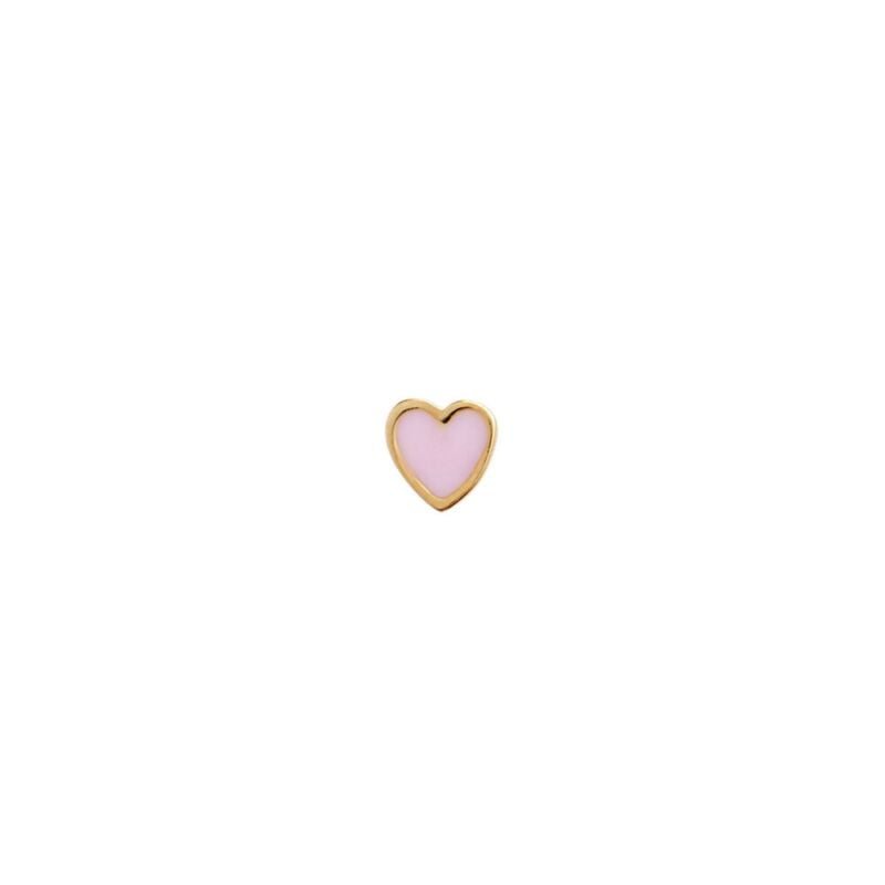 Stine A - Petit Love Heart ørestik Guld i Light Pink